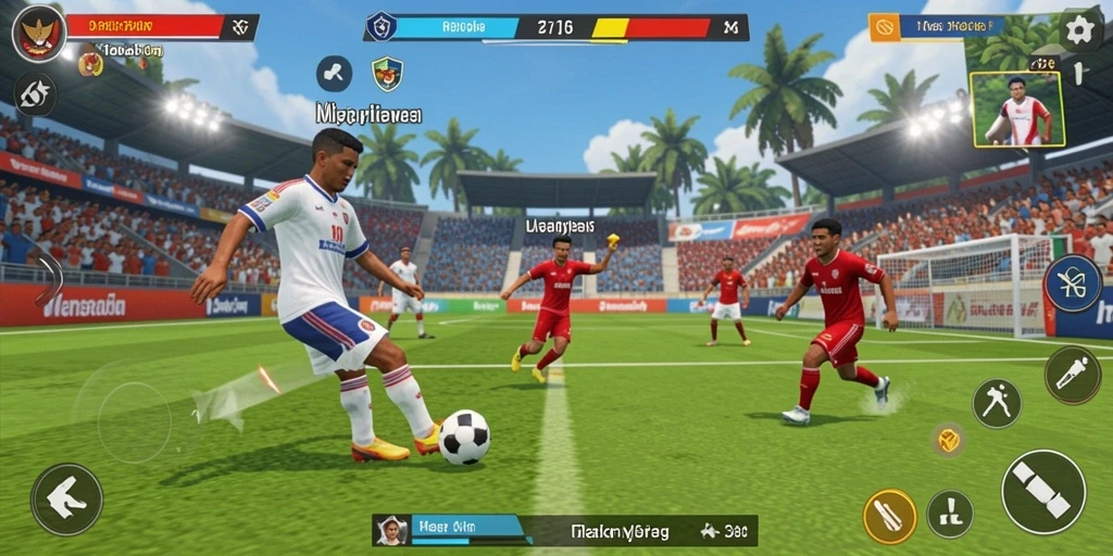 Tangkapan layar menampilkan aksi pertandingan yang mendebarkan.